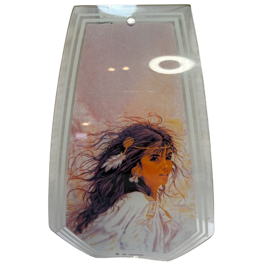OK Lighting Touch Lamp Replacement Glass Panel Native American Princess Vintage